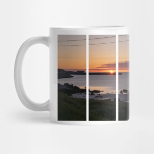 Wonderful landscapes in Norway. Nordland. Beautiful scenery of a sunset with midnight sun on the sea on the Lofoten Islands. Summer sunny day Mug